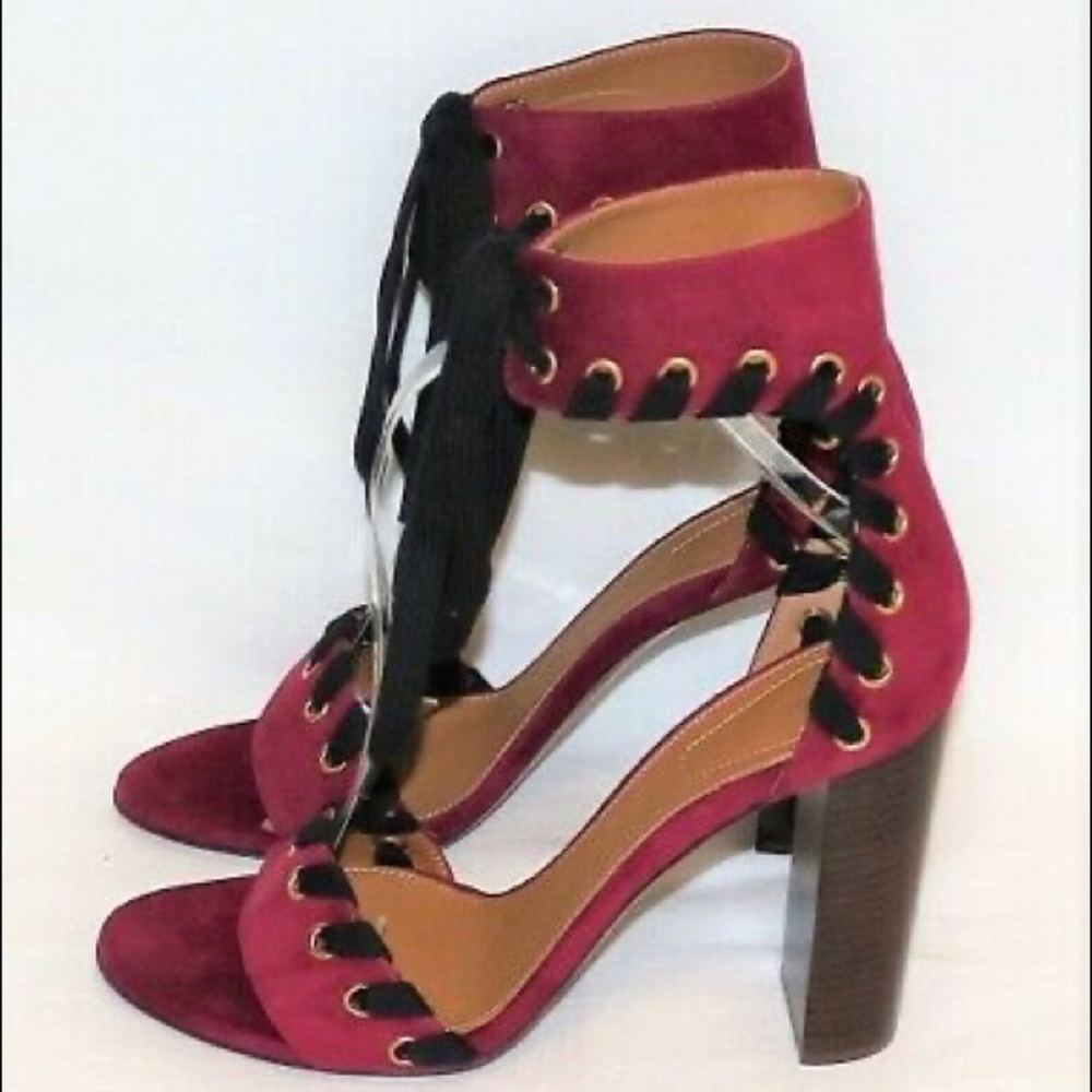 Chloé Red Orchid Ankle Strap Suede Sandals